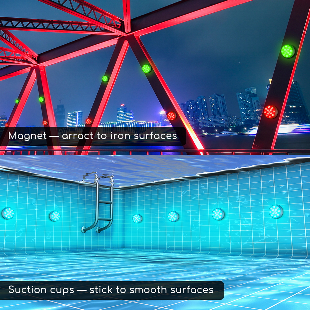 Luce Led per piscina RGB 0,25W con ventosa e telecomando confezione 2 pz Aigostar - Foto 6