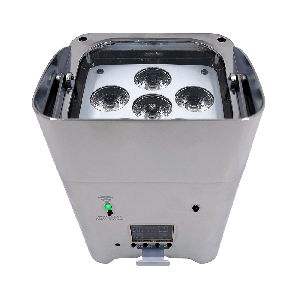 8 fari Led a batteria 6x18W RGBWAUV 6 in 1 WiFi cromati a specchio in Flight case baule Wisdom - Foto 4