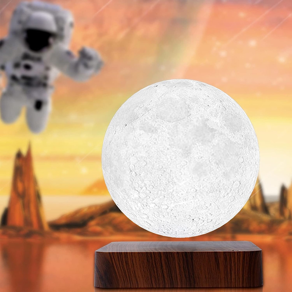 Lampada da tavolo Moon a levitazione magnetica Luna 3D con base in legno - Foto 2