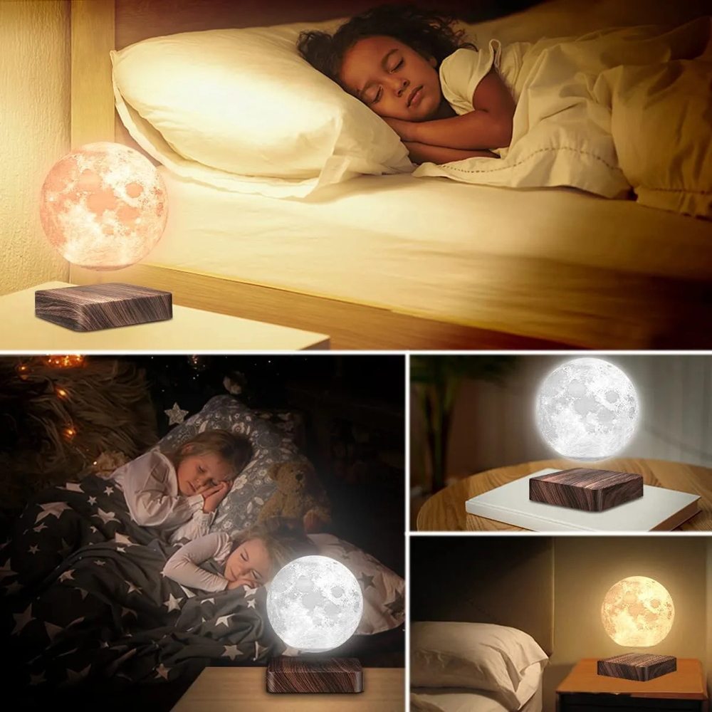 Lampada da tavolo Moon a levitazione magnetica Luna 3D con base in legno - Foto 4