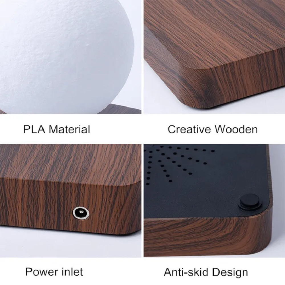 Lampada da tavolo Saturno a levitazione magnetica gravitazionale 3D con base in legno - Foto 5