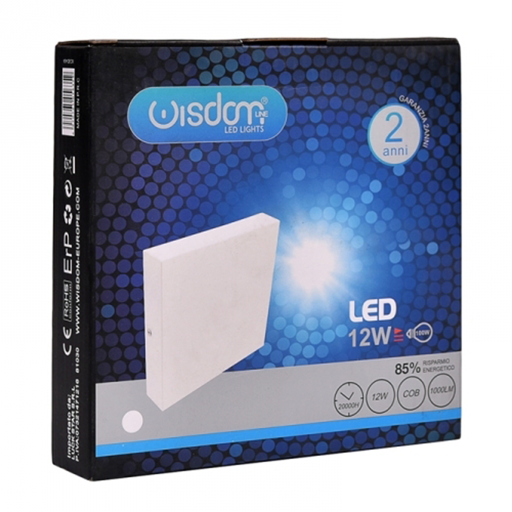 Applique Led da parete slim 12W quadrata Bianco Doppia emissione Bianco freddo 6500K Wisdom - Foto 5