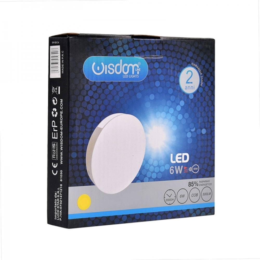 Applique Led da parete slim 6W rotonda Bianco Doppia emissione Bianco caldo 3000K Wisdom - Foto 5
