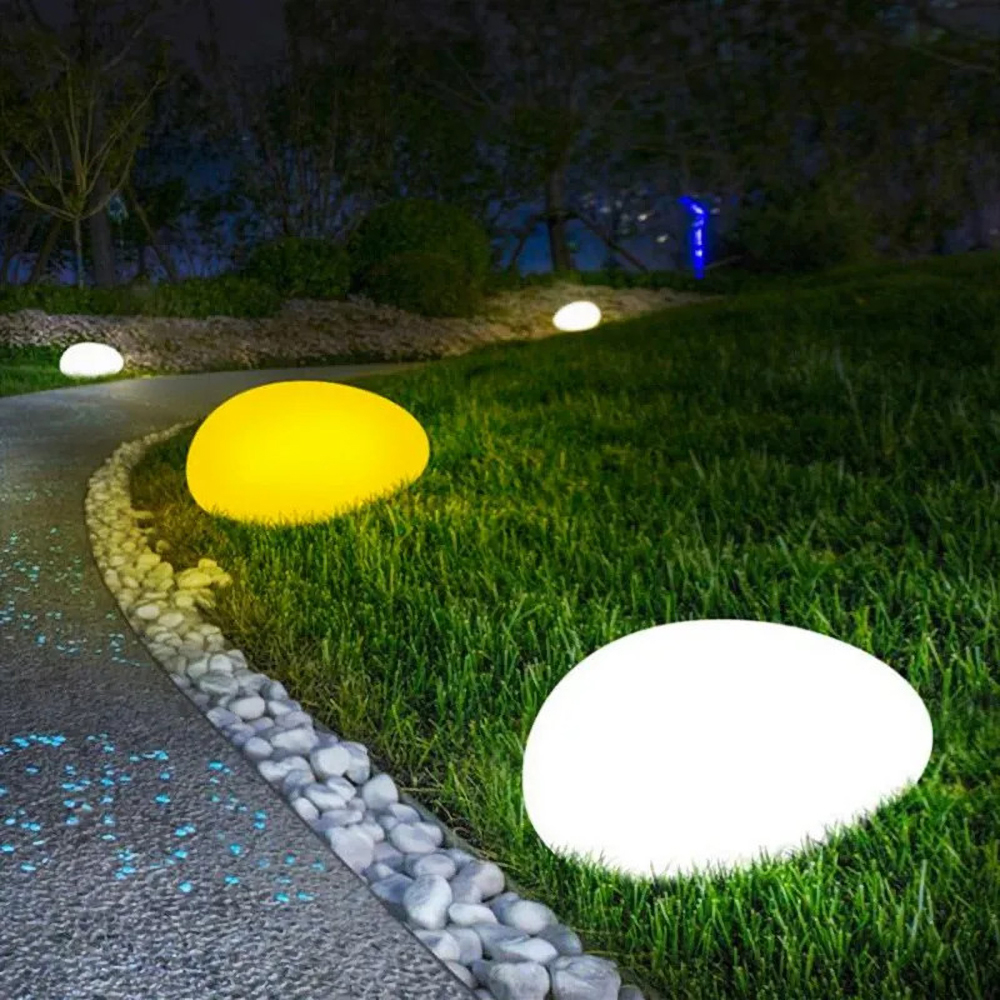 Sfera Led Stone luminosa decorativa da giardino 1W RGBW 28×21 cm IP65 a batteria 1 lampada Piccola V-TAC - Foto 1