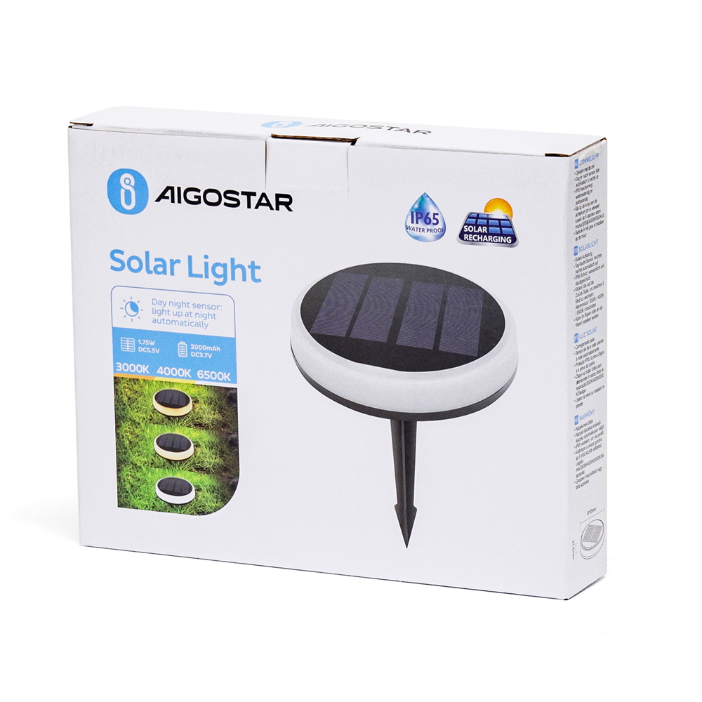 Faretto segnapassi Led 0,6W Bianco e Nero con pannello solare IP65 CCT con sensore crepuscolare Aigostar - Foto 6