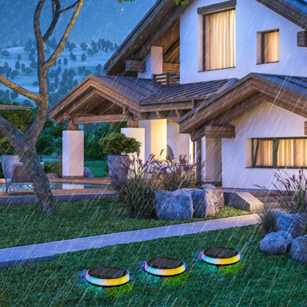 Faretto segnapassi Led 0,6W Bianco e Nero con pannello solare IP65 RGBIC con sensore crepuscolare Aigostar - Foto 5