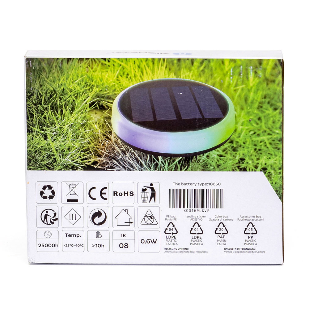 Faretto segnapassi Led 0,6W Bianco e Nero con pannello solare IP65 RGBIC con sensore crepuscolare Aigostar - Foto 7