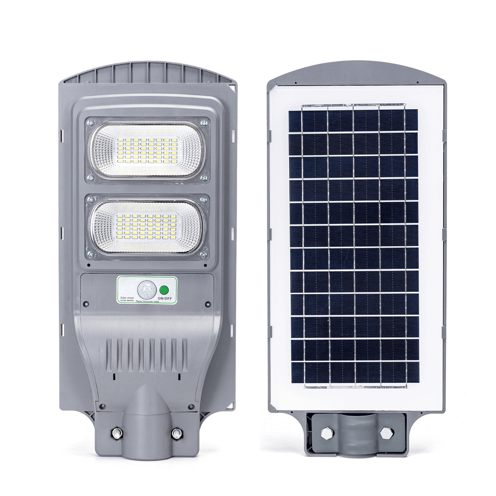Lampione stradale Led 100W Grigio con pannello solare IP65 Bianco freddo 6500K con sensore crepuscolare e di movimento Aigostar - Foto 1