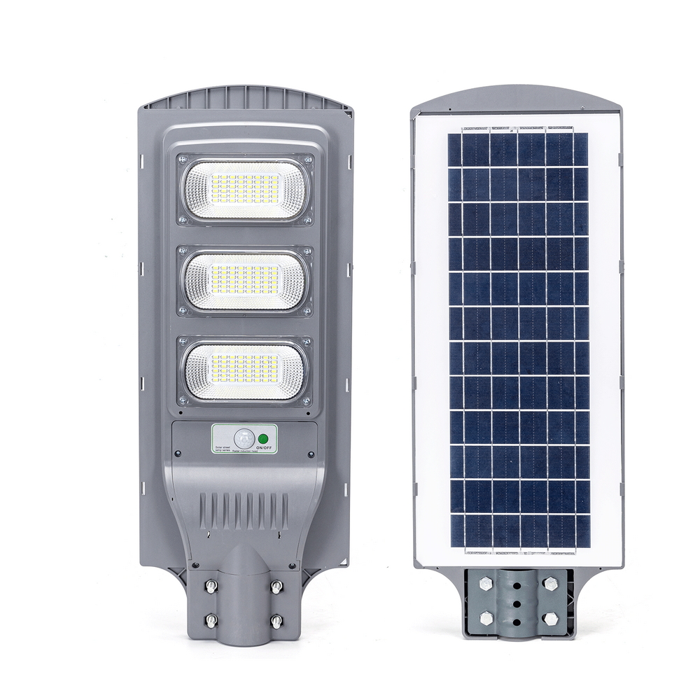 Lampione stradale Led 150W Grigio con pannello solare IP65 Bianco freddo 6500K con sensore crepuscolare e di movimento Aigostar - Foto 1
