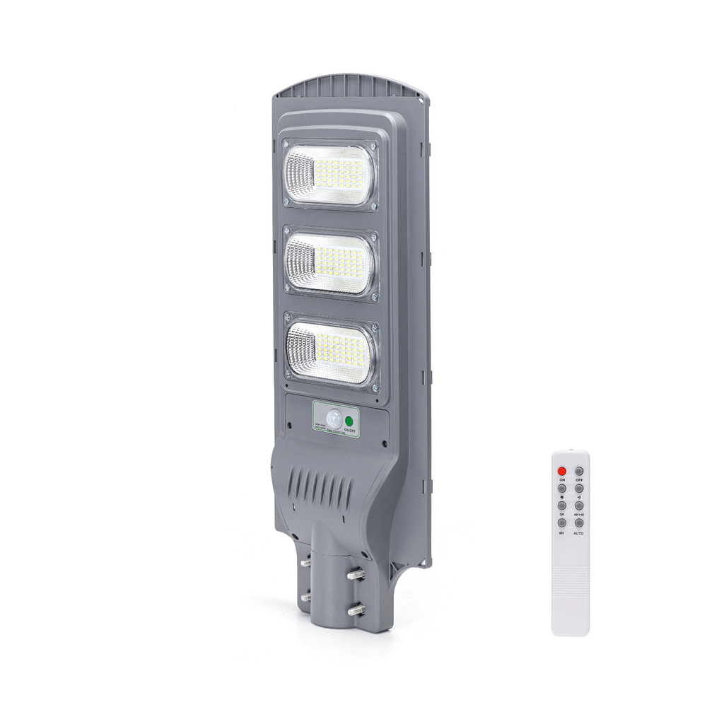 Foto principale Lampione stradale Led 150W Grigio con pannello solare IP65 Bianco freddo 6500K con sensore crepuscolare e di movimento Aigostar
