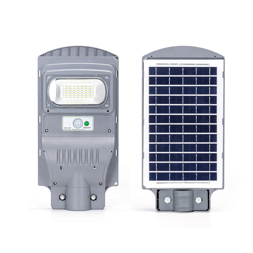 Lampione stradale Led 50W Grigio con pannello solare IP65 Bianco freddo 6500K con sensore crepuscolare e di movimento Aigostar - Foto 1
