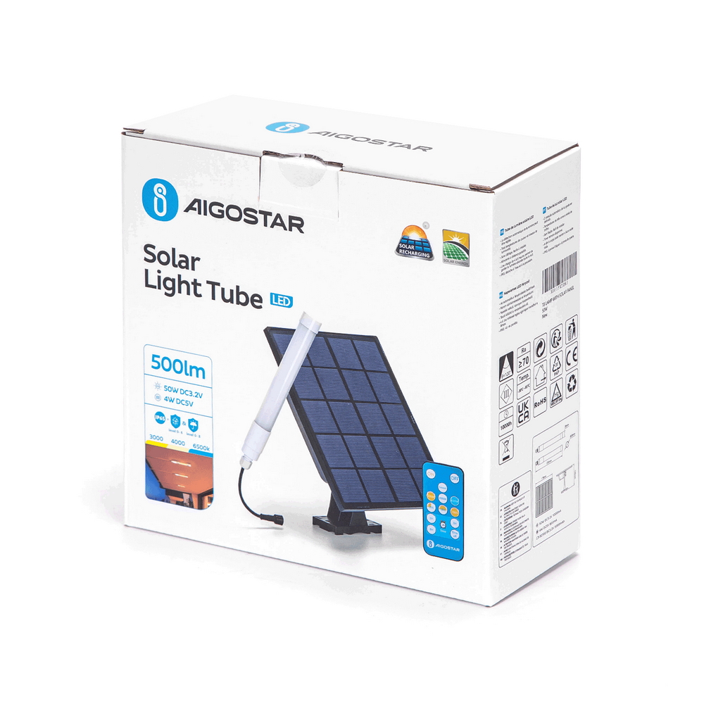Mini Tubo Led da parete o da soffitto 4W Bianco con pannello solare e sensore crepuscolare da 23,5 cm temperatura colore regolabile con telecomando Aigostar - Foto 4