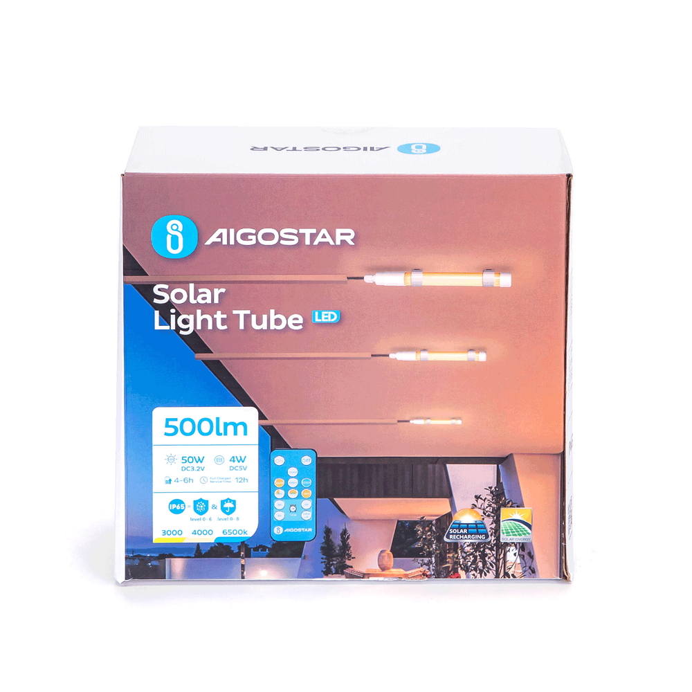 Mini Tubo Led da parete o da soffitto 4W Bianco con pannello solare e sensore crepuscolare da 23,5 cm temperatura colore regolabile con telecomando Aigostar - Foto 5