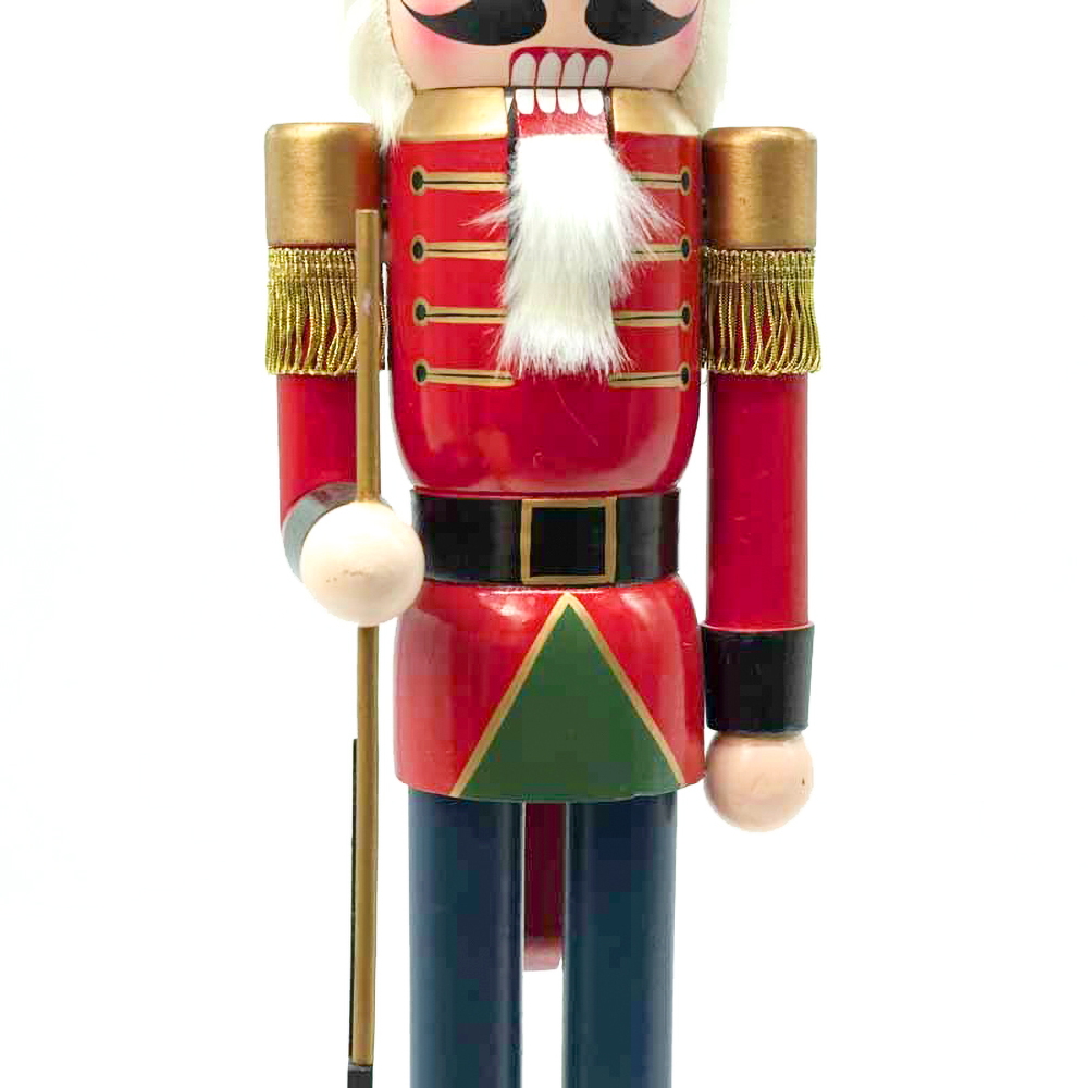 Schiaccianoci di Natale 60cm in legno Soldato con fucile di colore rosso e blu Wisdom - Foto 4