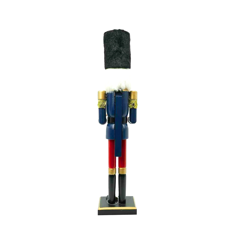 Schiaccianoci di Natale 60cm in legno Soldato con tamburello di colore blu e rosso Wisdom - Foto 2