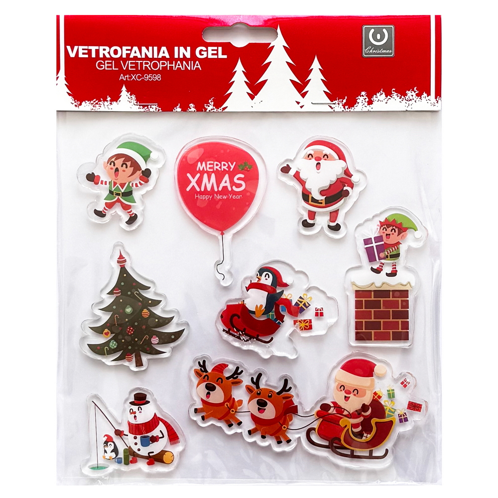 Foto principale Stickers Gel adesivo di Natale per finestre con personaggi natalizi Wisdom