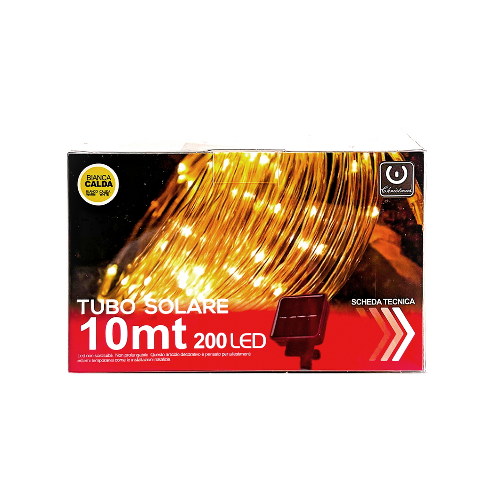 Tubo luminoso con pannello solare 10 metri da esterno 200 Led Bianco Caldo Wisdom - Foto 6