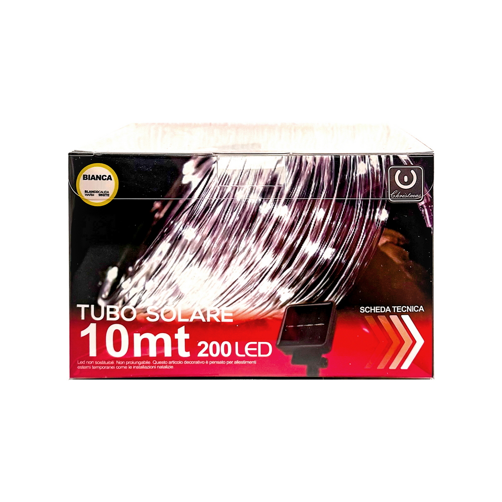Tubo luminoso con pannello solare 10 metri da esterno 200 Led Bianco Freddo Wisdom - Foto 6