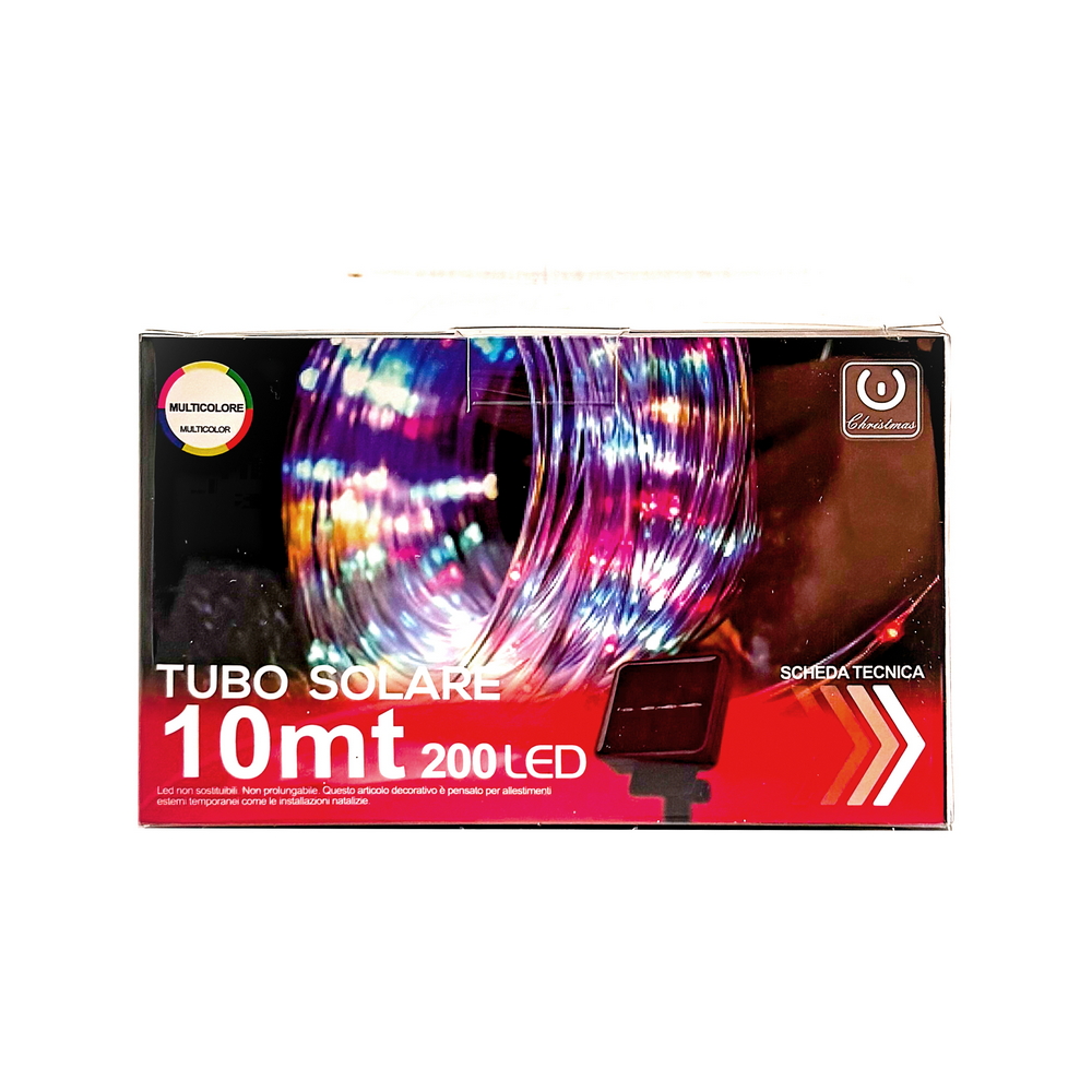 Tubo luminoso con pannello solare 10 metri da esterno 200 Led Multicolore Wisdom - Foto 6