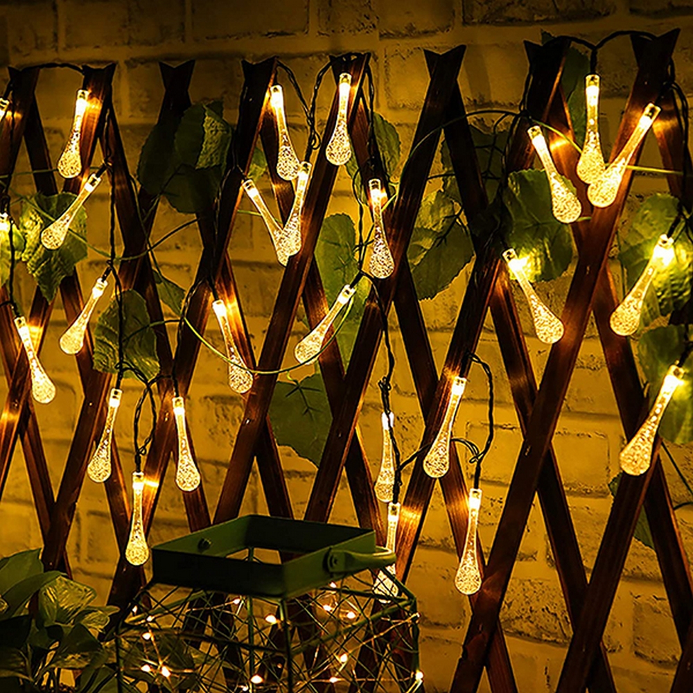 Catena decorata con 50 Gocce a Led Bianco Caldo 6 metri con pannello solare Wisdom - Foto 3