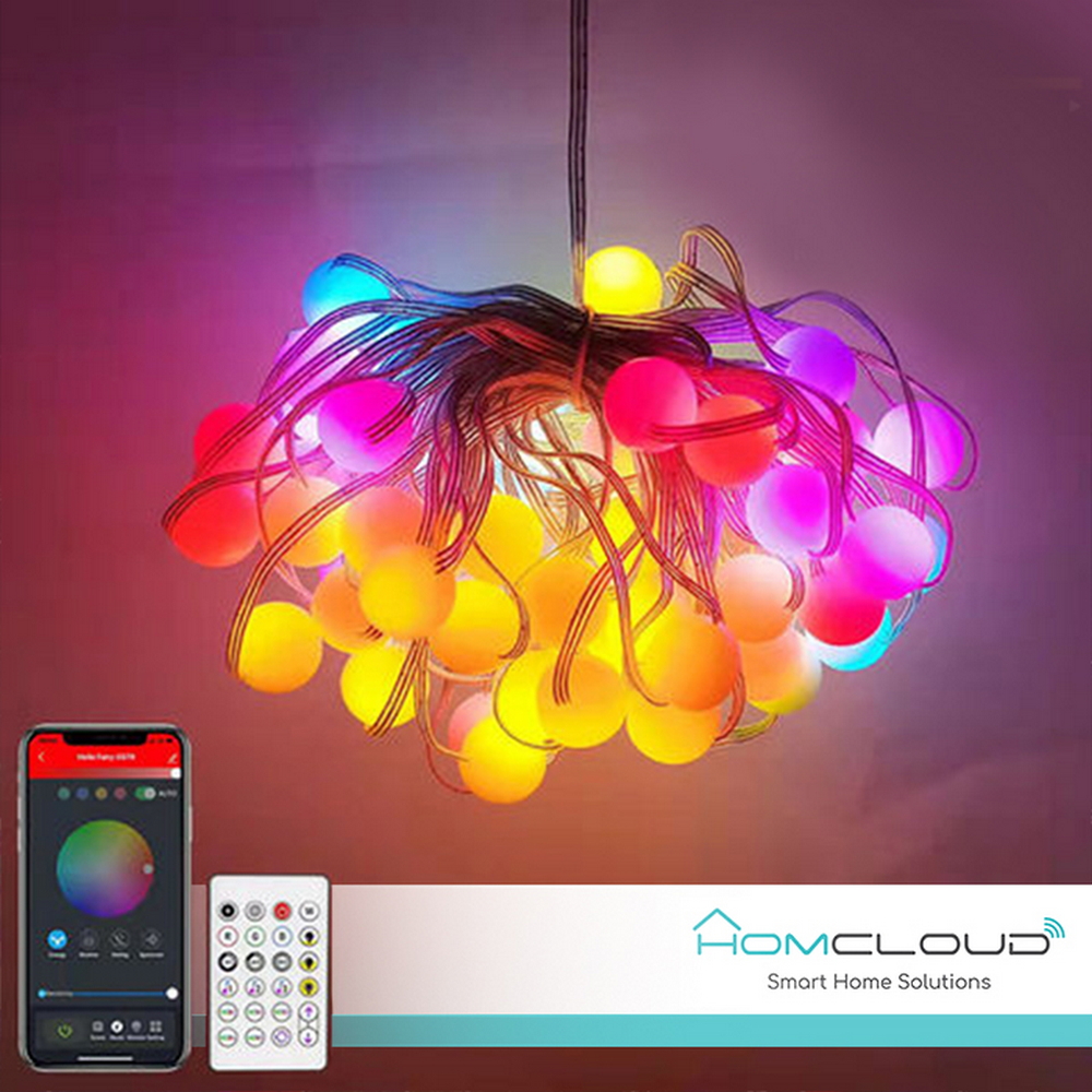Catena luminosa decorata Smart Tuya WiFi con 66 perle a Led RGB-IC 10 metri Homcloud - Foto 1