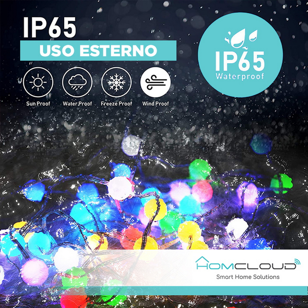 Catena luminosa decorata Smart Tuya WiFi con 66 perle a Led RGB-IC 10 metri Homcloud - Foto 4