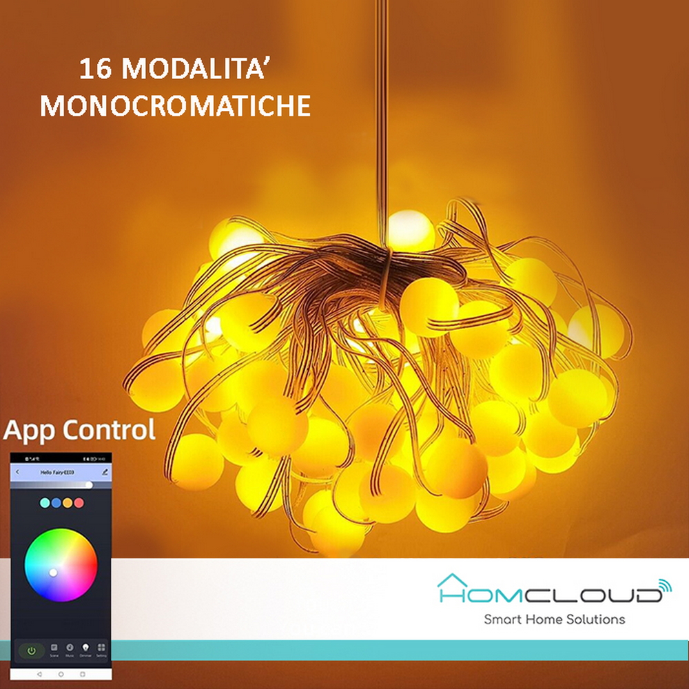 Catena luminosa decorata Smart Tuya WiFi con 66 perle a Led RGB-IC 10 metri Homcloud - Foto 5