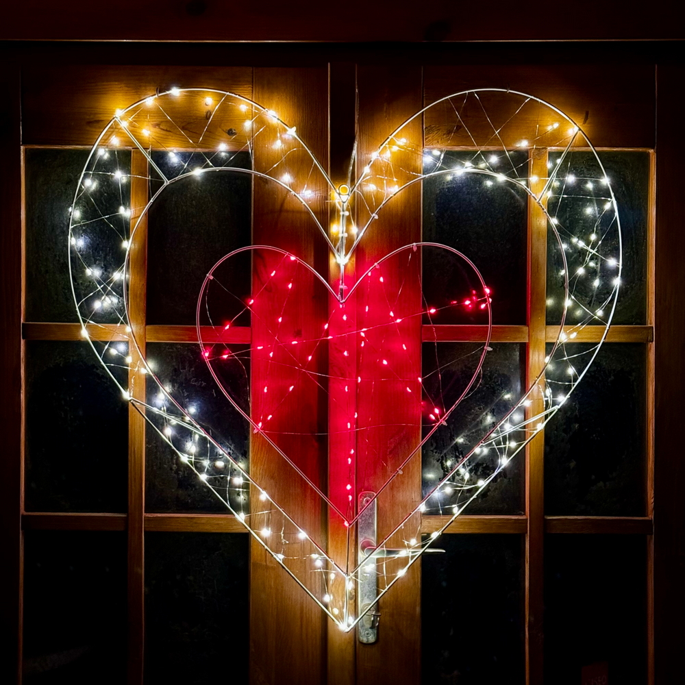 Cuore luminoso led 80cm 170 Led Bianco Caldo 3000K e Rosso Wisdom - Foto 1