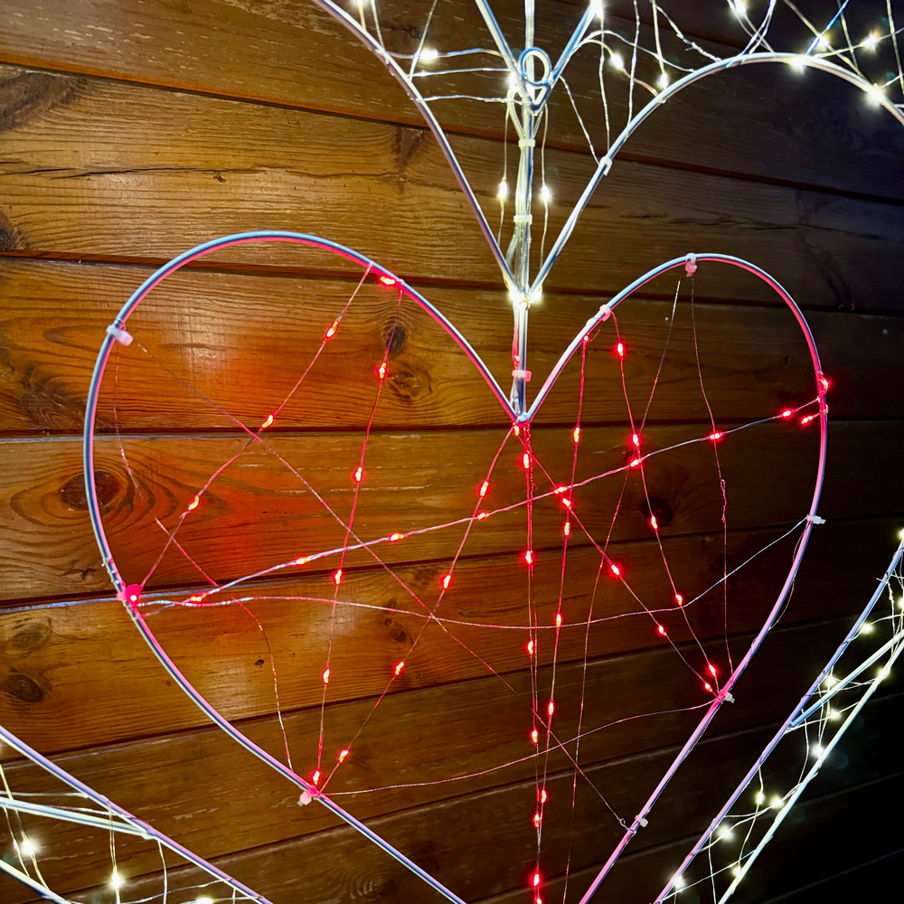 Cuore luminoso led 80cm 170 Led Bianco Caldo 3000K e Rosso Wisdom - Foto 3