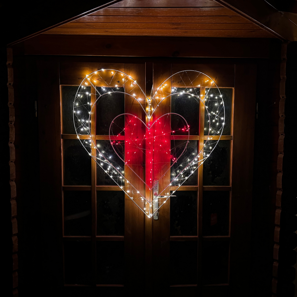 Cuore luminoso led 80cm 170 Led Bianco Caldo 3000K e Rosso Wisdom - Foto 5