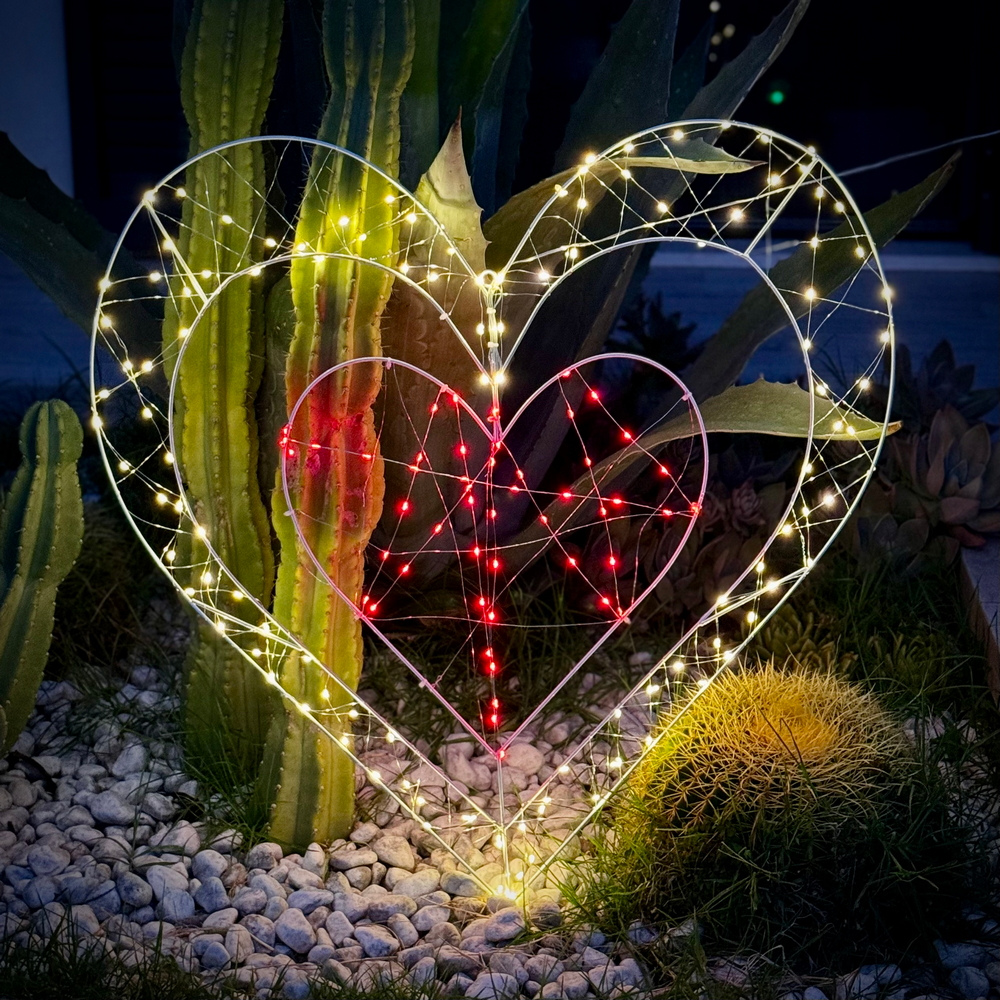 Cuore luminoso led 80cm 170 Led Bianco Caldo 3000K e Rosso Wisdom - Foto 6
