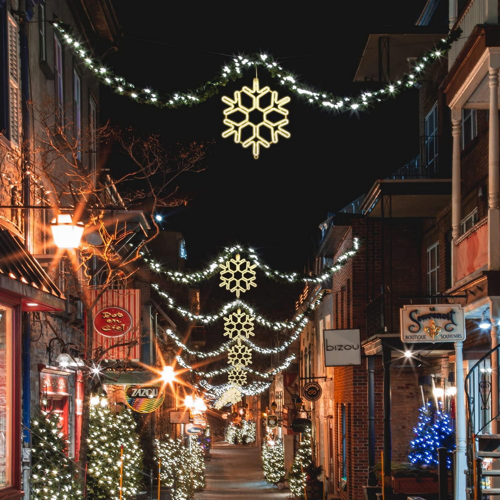 Fiocco di neve luminoso da 38cm 336 Led Neon Flex Bianco Caldo 3000K da esterno Wisdom - Foto 2