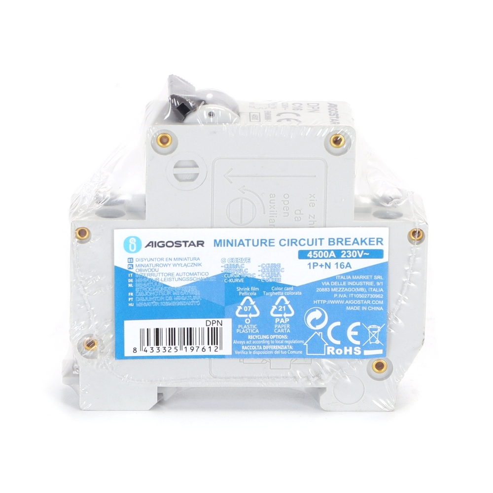 Interruttore automatico magnetotermico modulare 1P+N 16A Aigostar - Foto 5