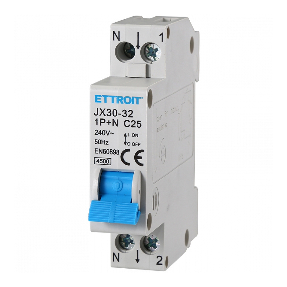 Foto principale Interruttore automatico magnetotermico modulare 1P+N 25A 4.5KA 220V Ettroit
