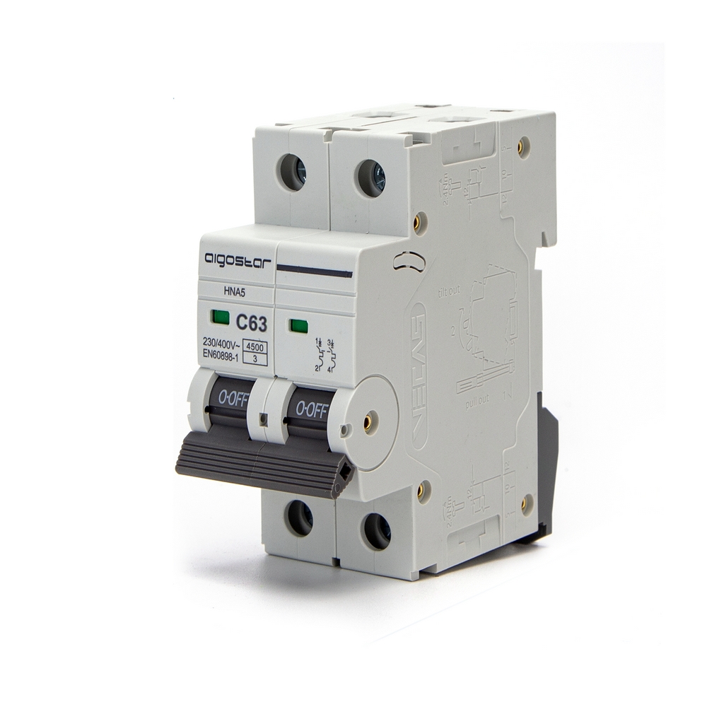 Foto principale Interruttore automatico magnetotermico modulare 2P 63A Aigostar