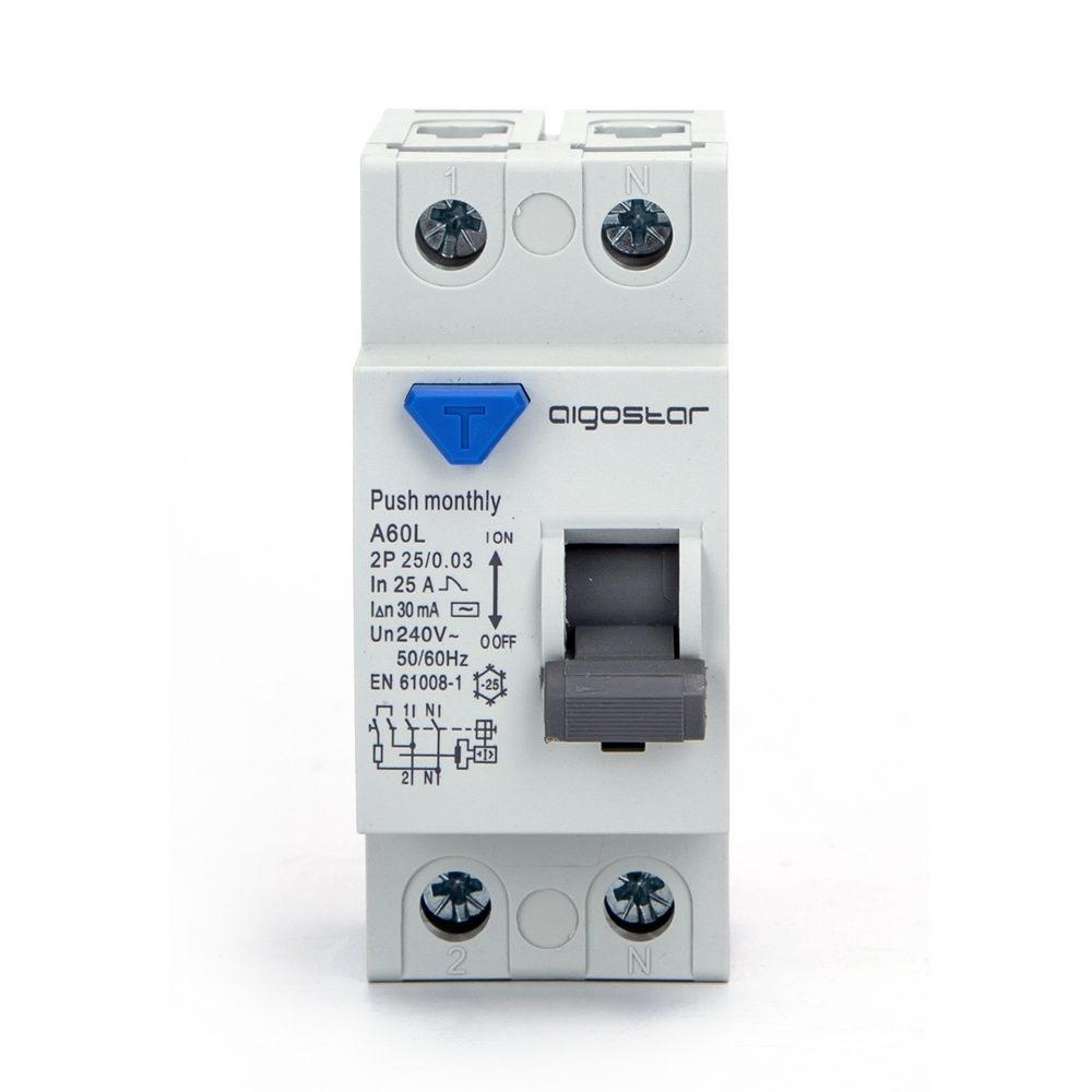 Interruttore differenziale puro Salvavita modulare 2P 25A 0,03A Aigostar - Foto 1