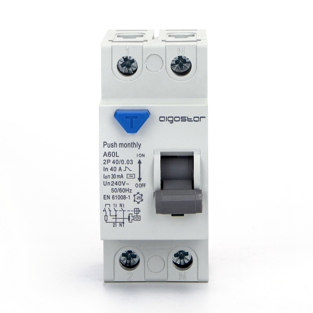 Interruttore differenziale puro Salvavita modulare 2P 40A 0,03A Aigostar - Foto 1