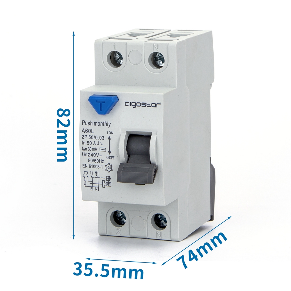Interruttore differenziale puro Salvavita modulare 2P 50A 0,03A Aigostar - Foto 4