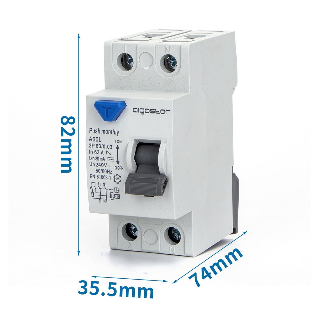 Interruttore differenziale puro Salvavita modulare 2P 63A 0,03A Aigostar - Foto 4
