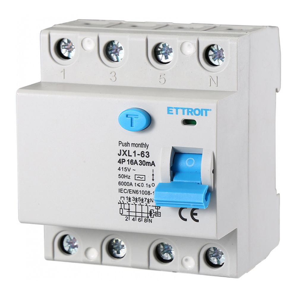 Foto principale Interruttore differenziale puro Salvavita modulare 4P 16A 30mA 6KA 380V Ettroit