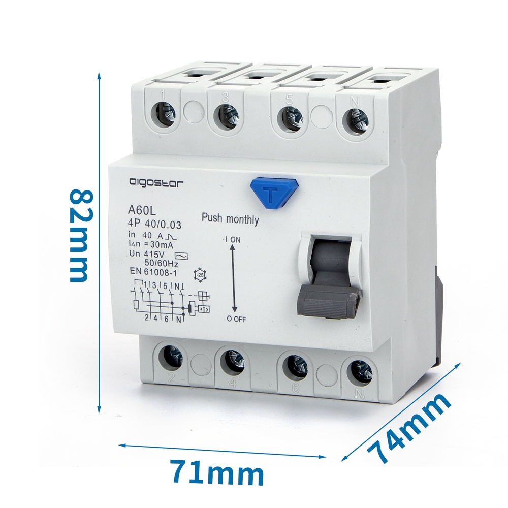 Interruttore differenziale puro Salvavita modulare 4P 40A 0,03A Aigostar - Foto 4
