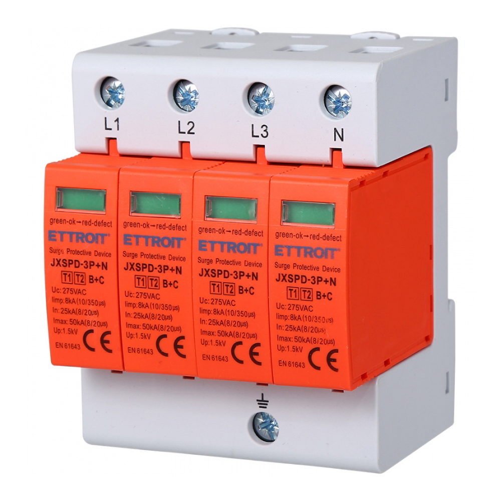 Foto principale Scaricatore di sovratensione per impianti elettrici modulare 3P+N 25KA-50KA 275V Ettroit