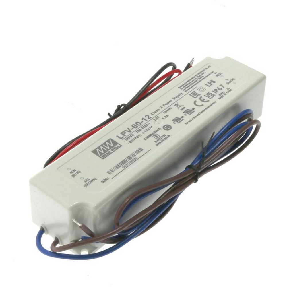 Foto principale Alimentatore striscia Led 12V 60W 5A IP67 Trasformatore uso esterno MEAN WELL