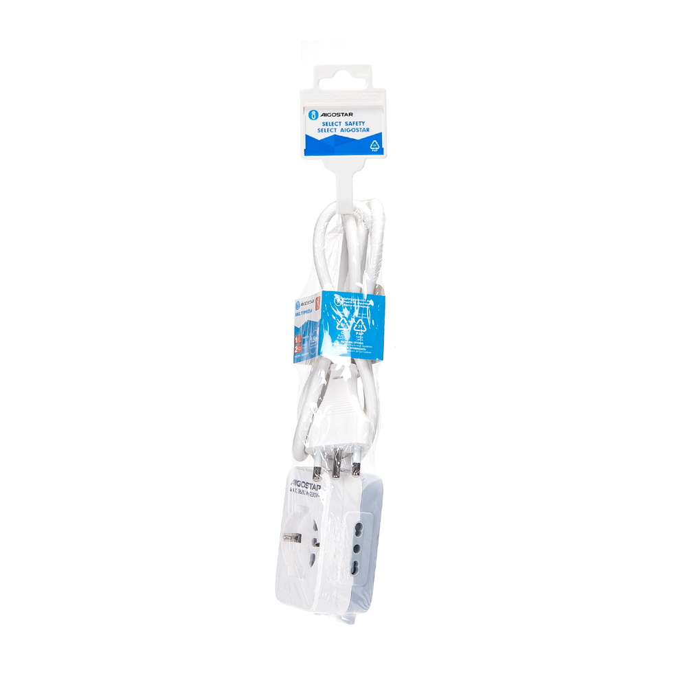 Ciabatta multipresa elettrica 3 posti con cavo da 1,5m – 1Presa Schuko + 2 Bipasso Aigostar - Foto 3