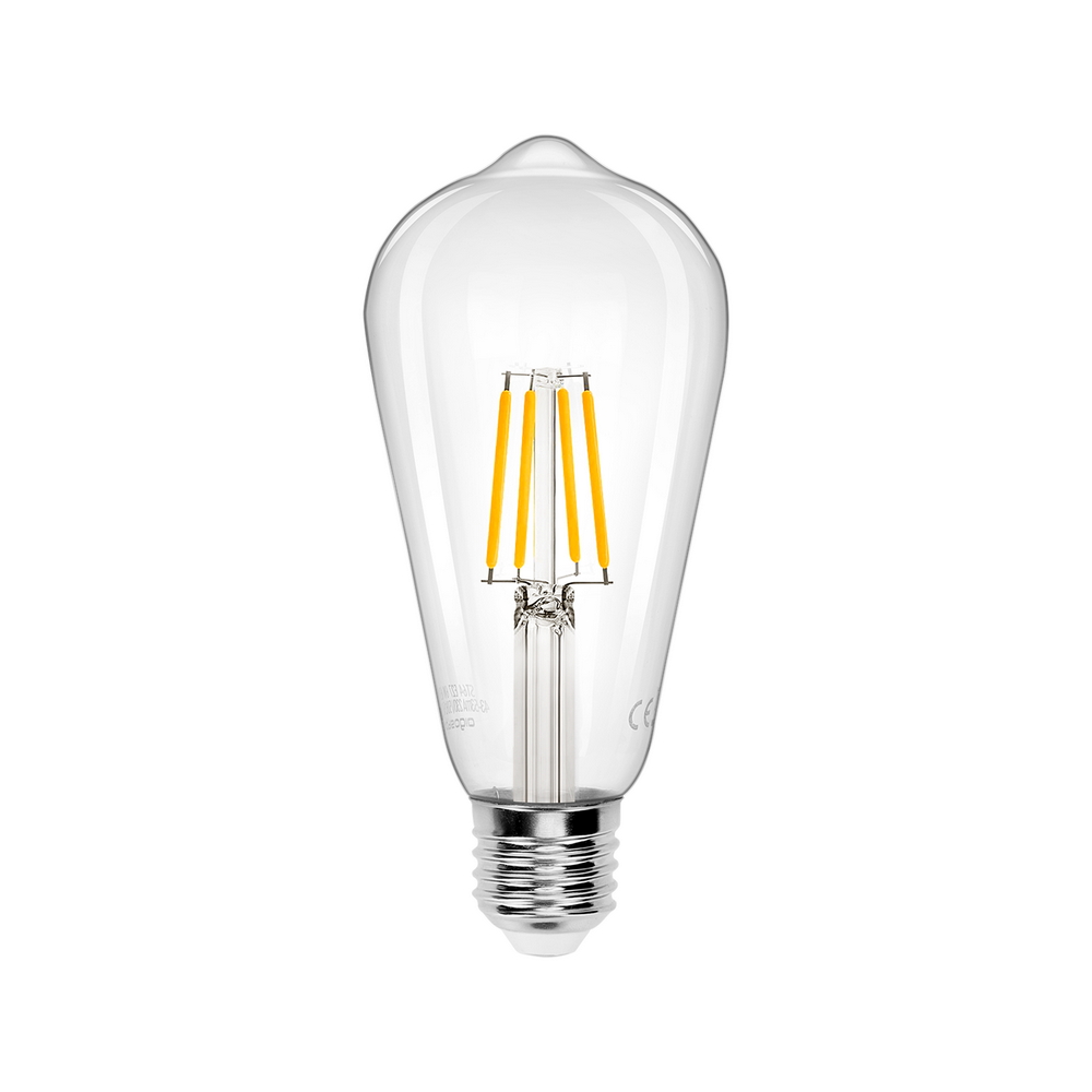 Confezione da 6 Lampadine Led a Filamento E27 ST64 4W Bianco caldo 2700K Aigostar - Foto 1