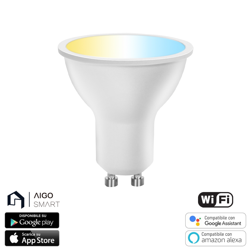 Foto principale Faretto Led Smart GU10 6W WiFi CCT luce regolabile e dimmerabile Aigostar