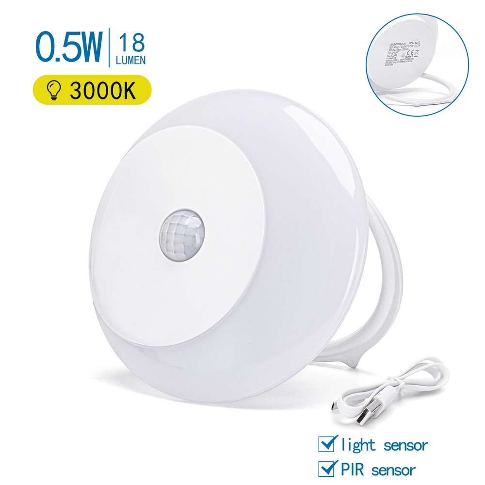 Lampada da notte a Led a batteria Bianco Caldo 3000K con sensore crepuscolare e di movimento Aigostar - Foto 2