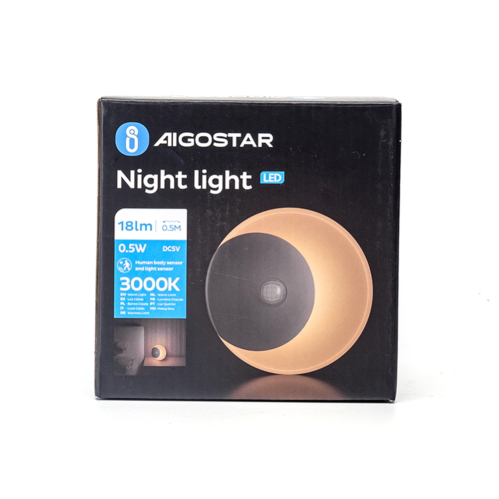 Lampada da notte a Led Luna a batteria Bianco Caldo 3000K con sensore crepuscolare e di movimento Aigostar - Foto 8