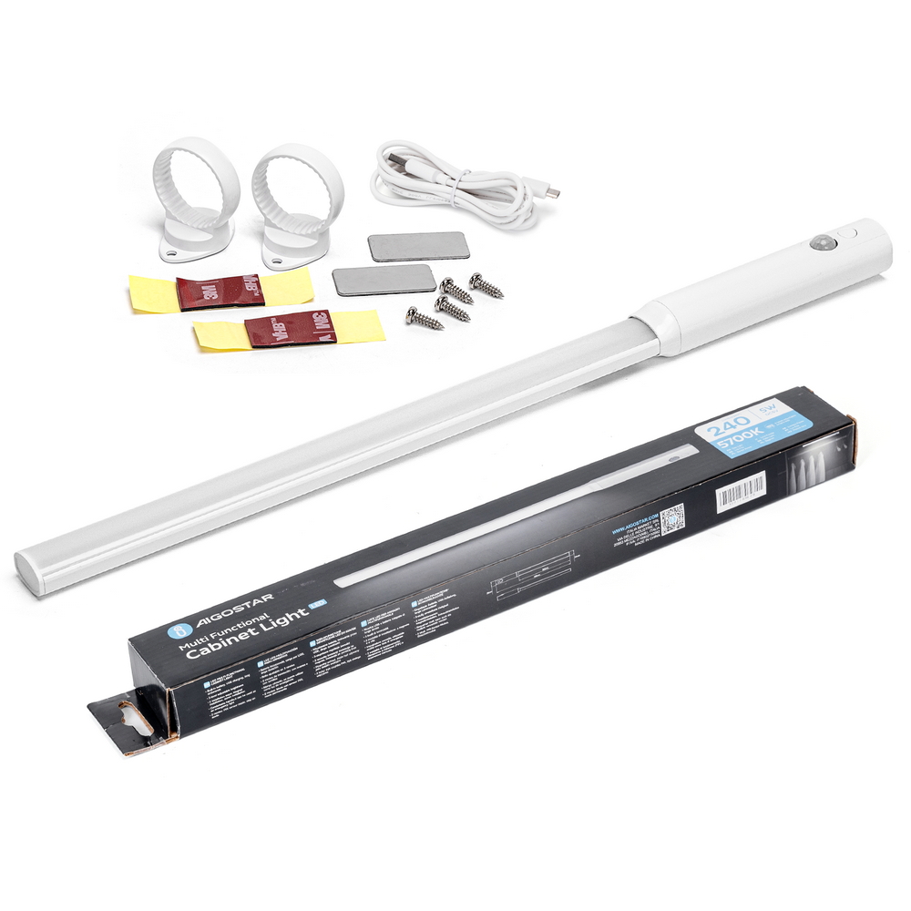 Reglette Led Luce per armadio 5W da 43 cm Bianco freddo 5700K con sensore di movimento Aigostar - Foto 1