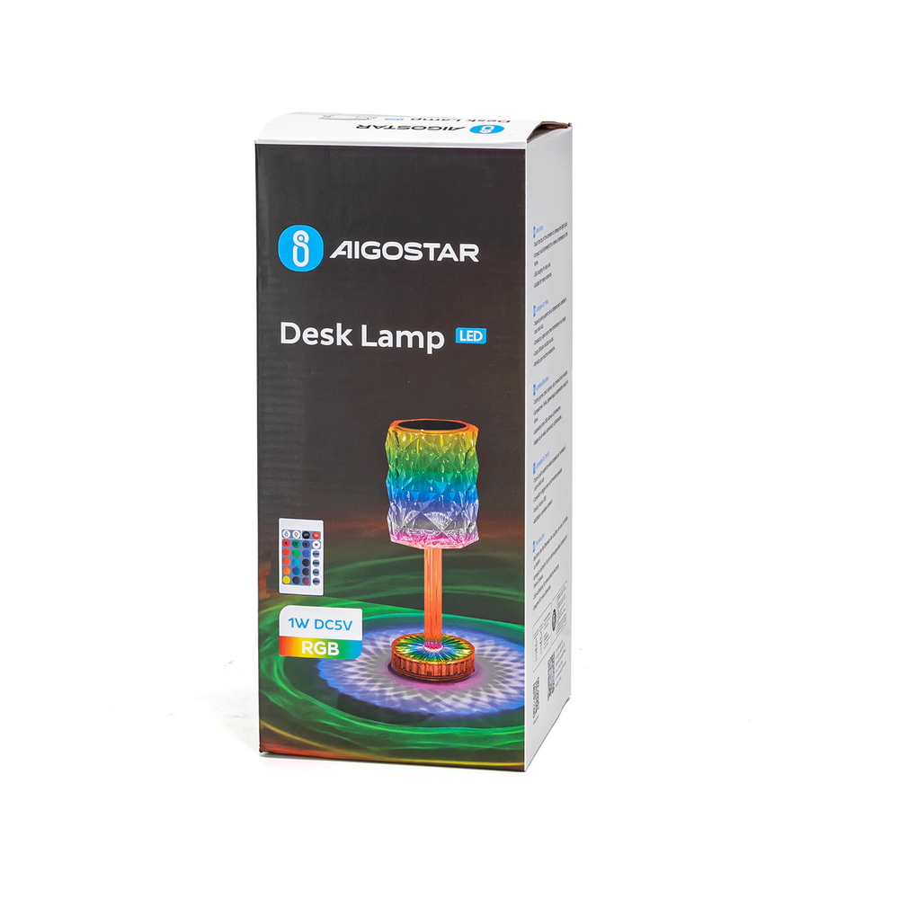 Lampada da tavolo Led touch Gibus Diamond RGB 1W portatile a batteria ricaricabile USB Type-C Aigostar - Foto 4